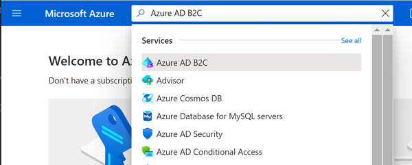 Azure Portal - Select Azure AD B2C