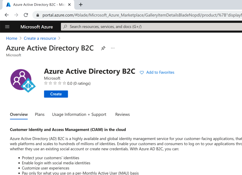 Azure Portal - Active Directory B2C
