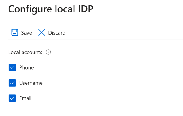 Azure Portal - Local IdP Config