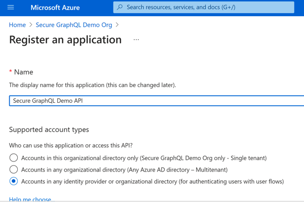 Azure Portal - New App Registration
