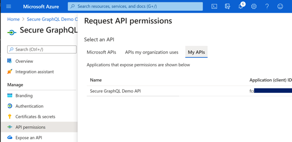 Azure Portal - Select Permission(s)