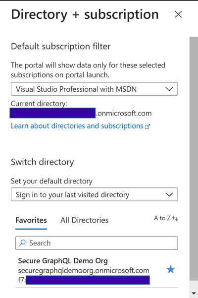 Azure Portal - Switch Directory