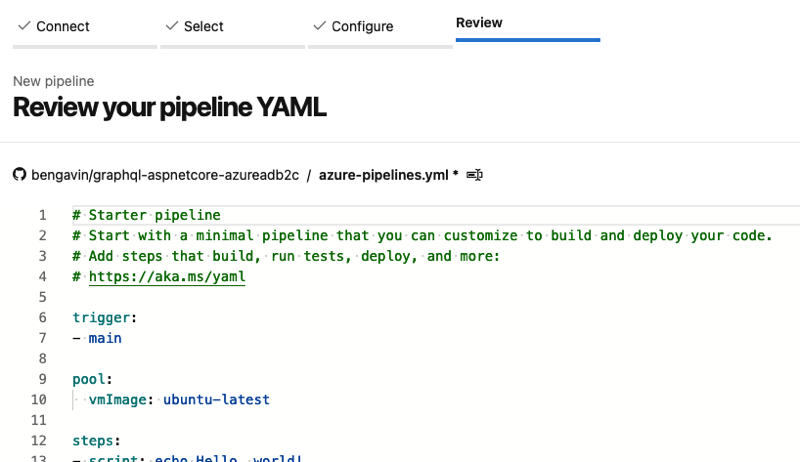 DevOps - Pipelines - New Pipeline - Review