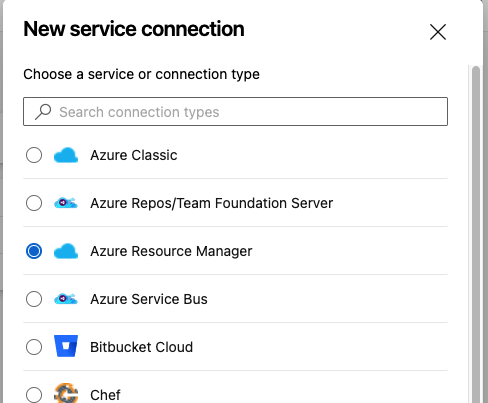 DevOps - Pipelines - Service Connections - New Service Connection - Select Type